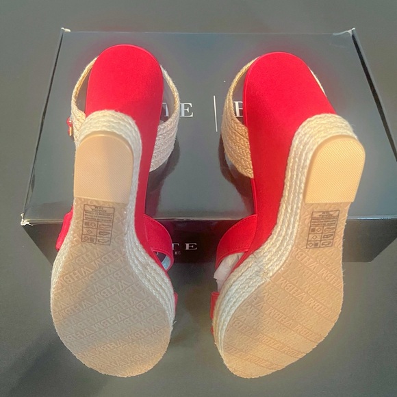 White House Black Market Red Espadrille Wedges Size 10 - Picture 6 of 7